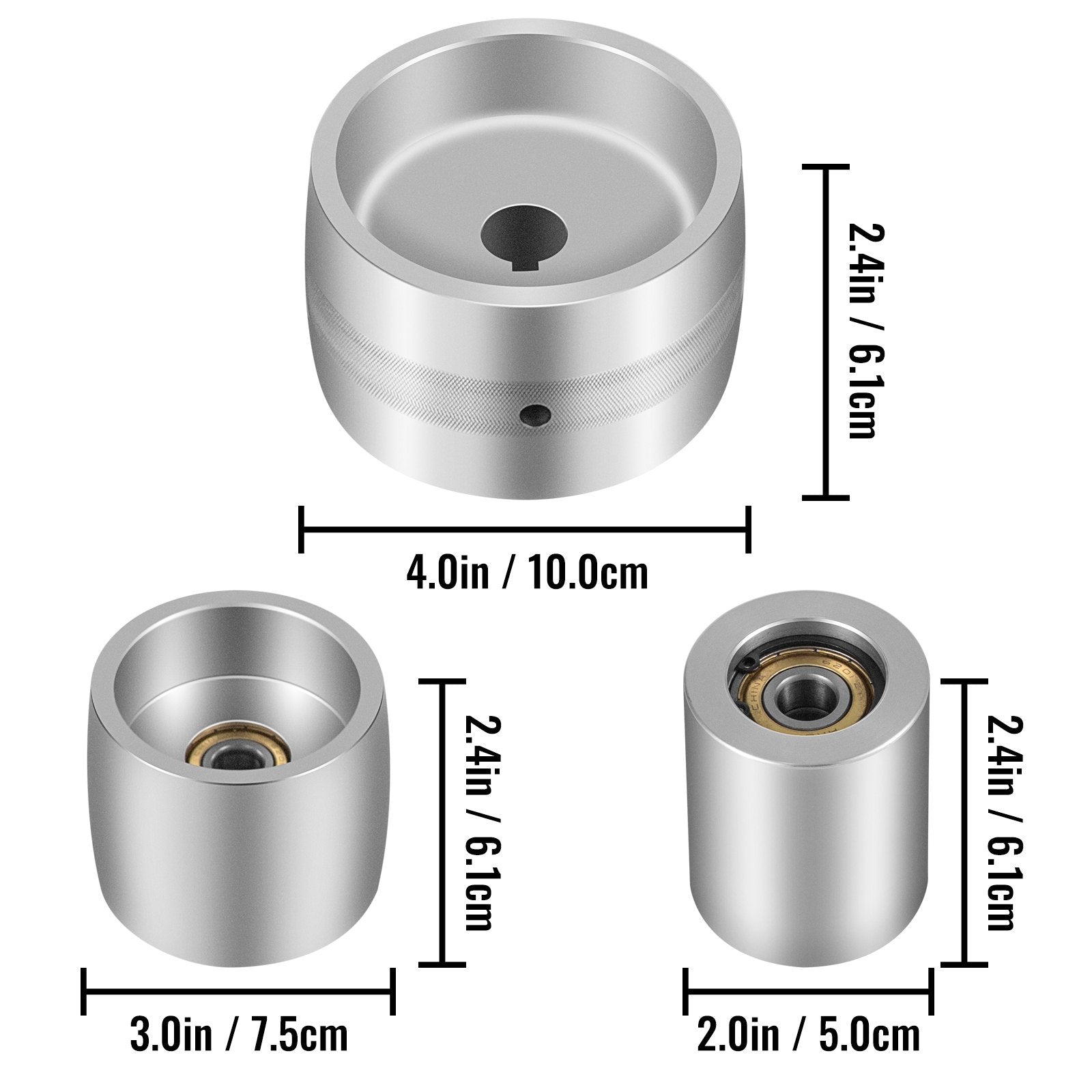 Complete 2" x 72" Belt Grinder Wheel Set with Aluminum Crowned Wheels, 4" Drive Wheel & 3" Tracking for Knife Making