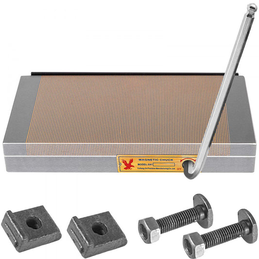 Durable 6x12 Inch Rectangular Magnetic Chuck with 9920lbs Capacity and Fine Pole Design, Offering Powerful 100 N/cm2 Magnetic Force