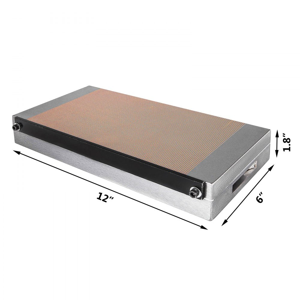 Durable 6x12 Inch Rectangular Magnetic Chuck with 9920lbs Capacity and Fine Pole Design, Offering Powerful 100 N/cm2 Magnetic Force