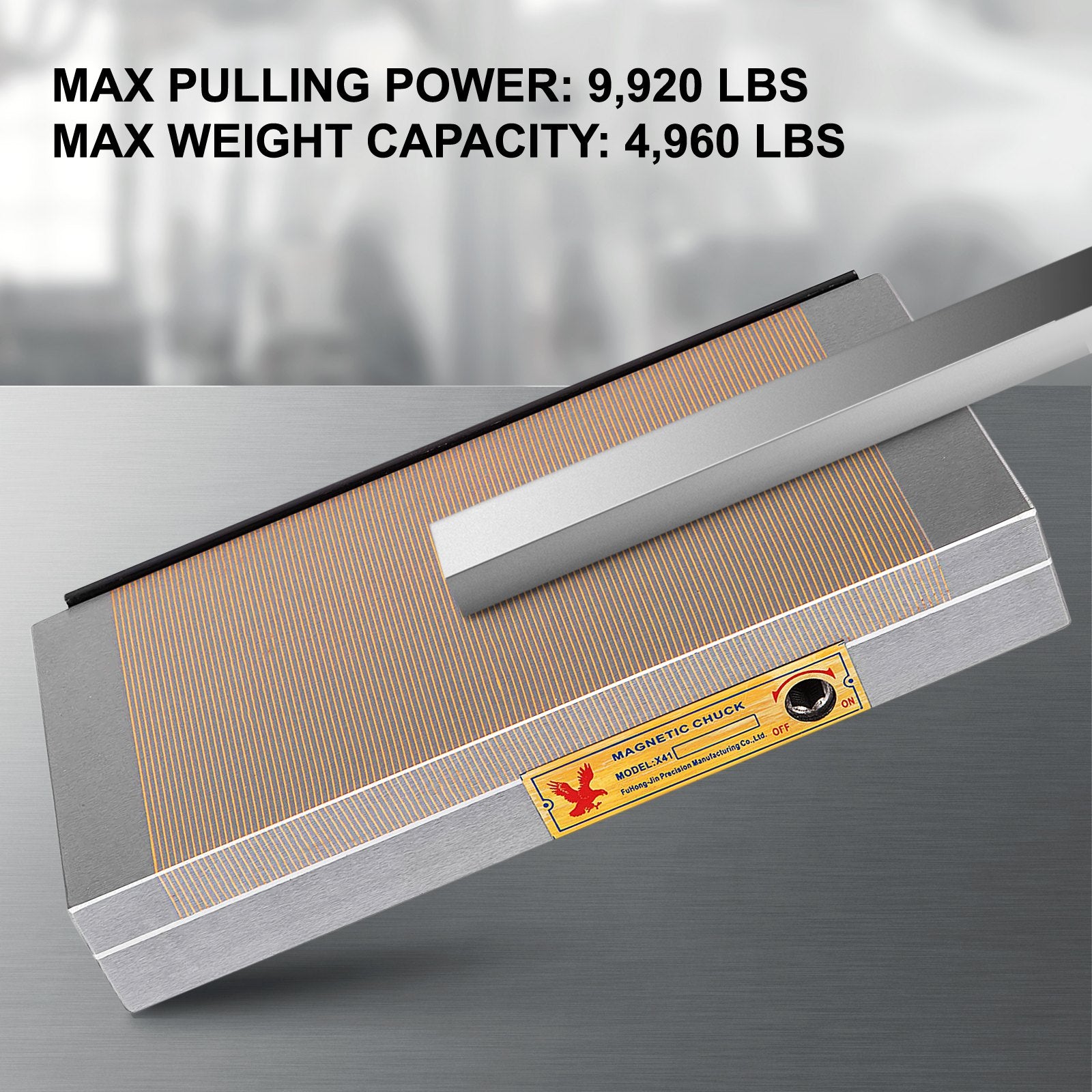Heavy Duty 6"x12" Permanent Magnetic Lifter with 4960 lbs Capacity, N45 Magnet, Easy Direction Control, and Complete Accessories