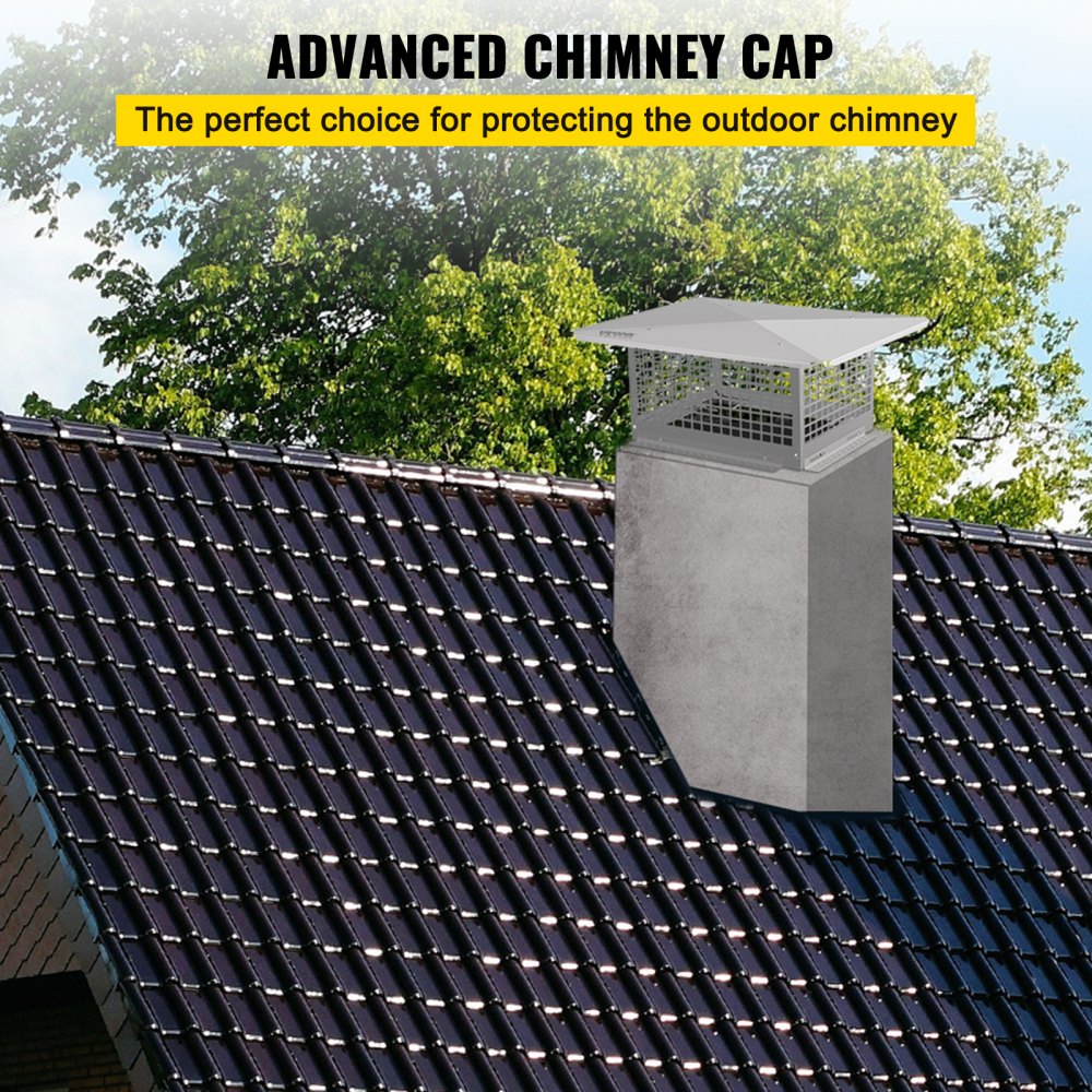 VEVOR Chimney Cap, 8" x 13" Flue Caps, 304 Stainless Steel Fireplace Chimney Cover, Adjustable Metal Spark Arrestor With Bolts Screws , Mesh Chimney Flue Cover for Outside Existing Clay Flue Tile