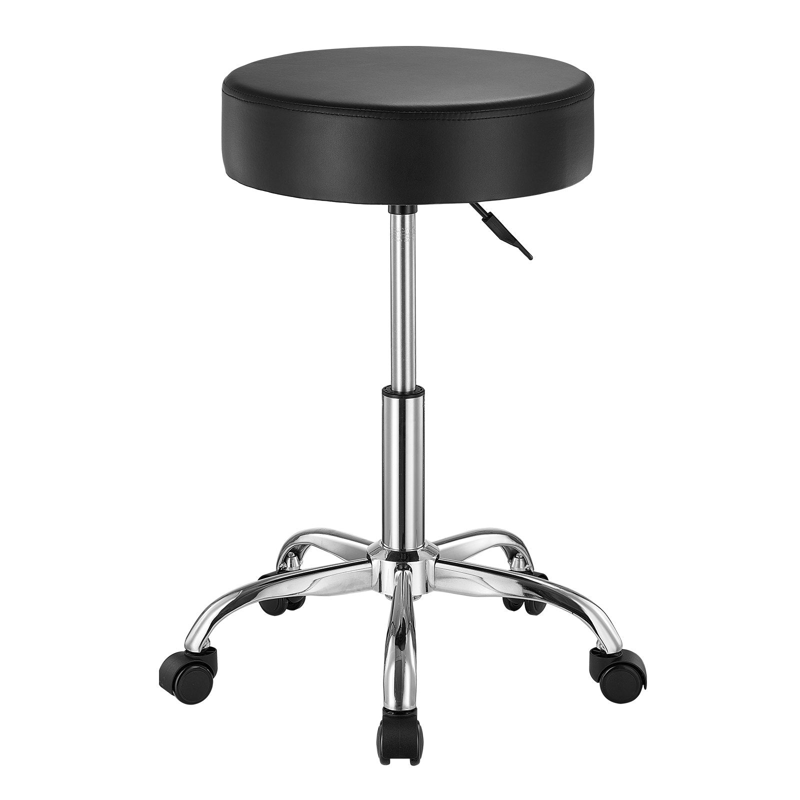 Versatile 450 LBS Capacity Rolling Swivel Stool with Adjustable Height, Thick PU Leather for Salon, Spa, Tattoo, Clinic, Black Wheels