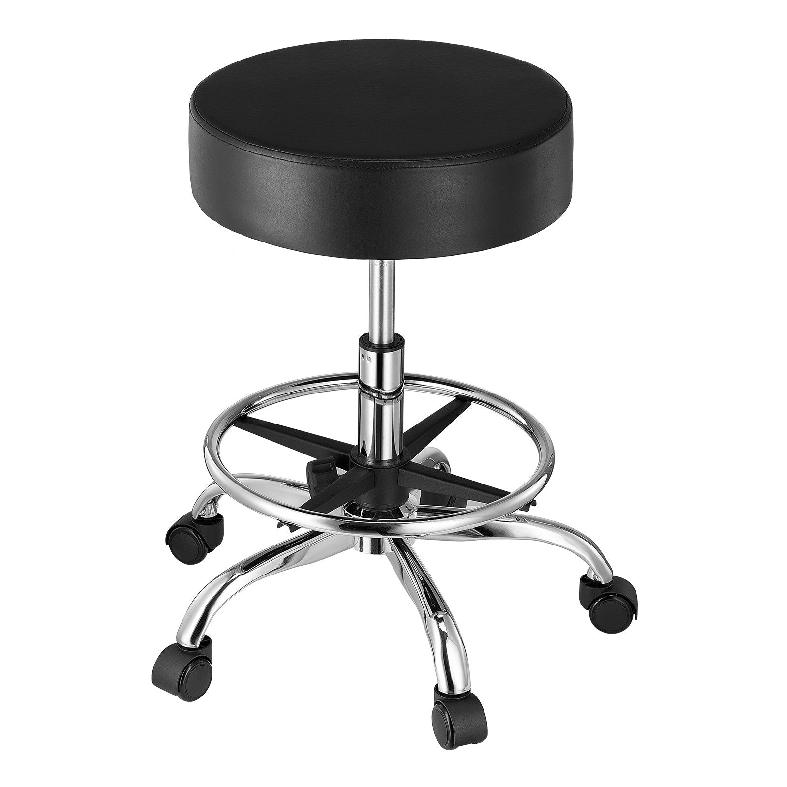 Ergonomic Black Swivel Stool with Adjustable Height, 450 LBS Capacity, Foot Rest & Wheels - Ideal for Salon, Spa, Tattoo, Clinic, Massage