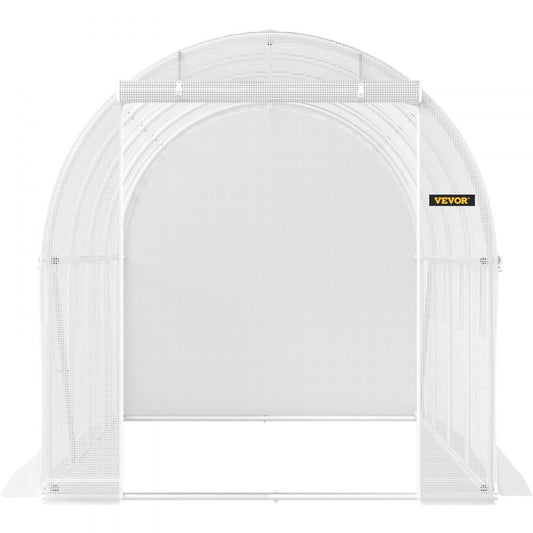 VEVOR Walk-in Tunnel Greenhouse, 15 x 6.5 x 7 ft Portable Plant Hot House w/ Galvanized Steel Hoops, 1 Top Beam, 2  x Diagonal Poles, A Zippered Door & 8 Roll-up Windows, White