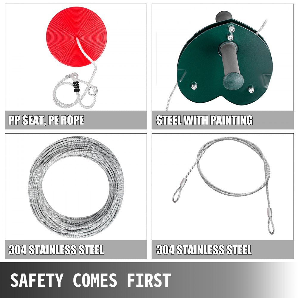 Vevor 100ft Zip Line Kit Trolley Slackers Zip Lines For Backyard Entertainment