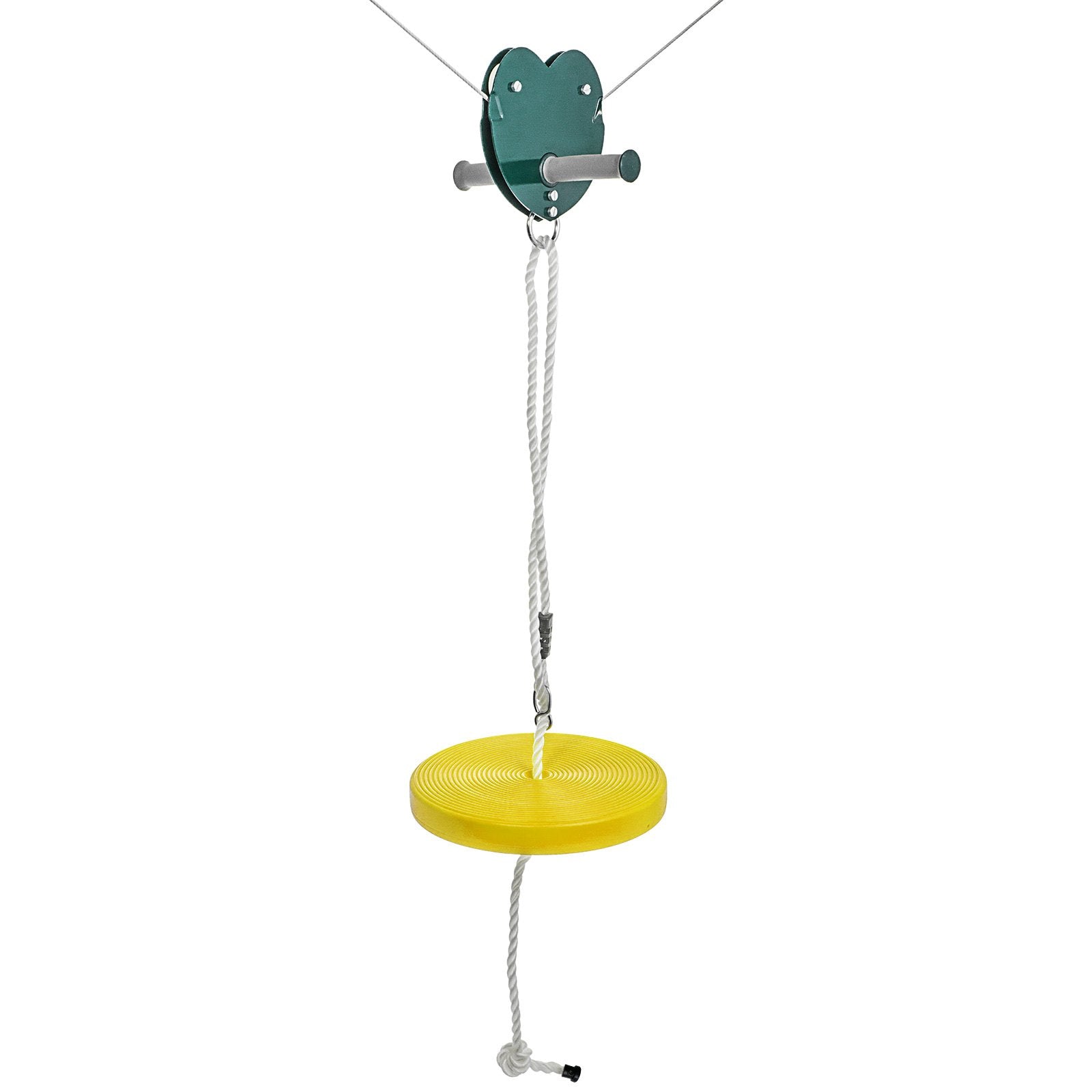 80ft Yellow Zip Line Kit with Heart-Shaped Trolley - Kids & Adults Backyard Entertainment, Easy Assembly, Adjustable Seat, 440 lb Capacity