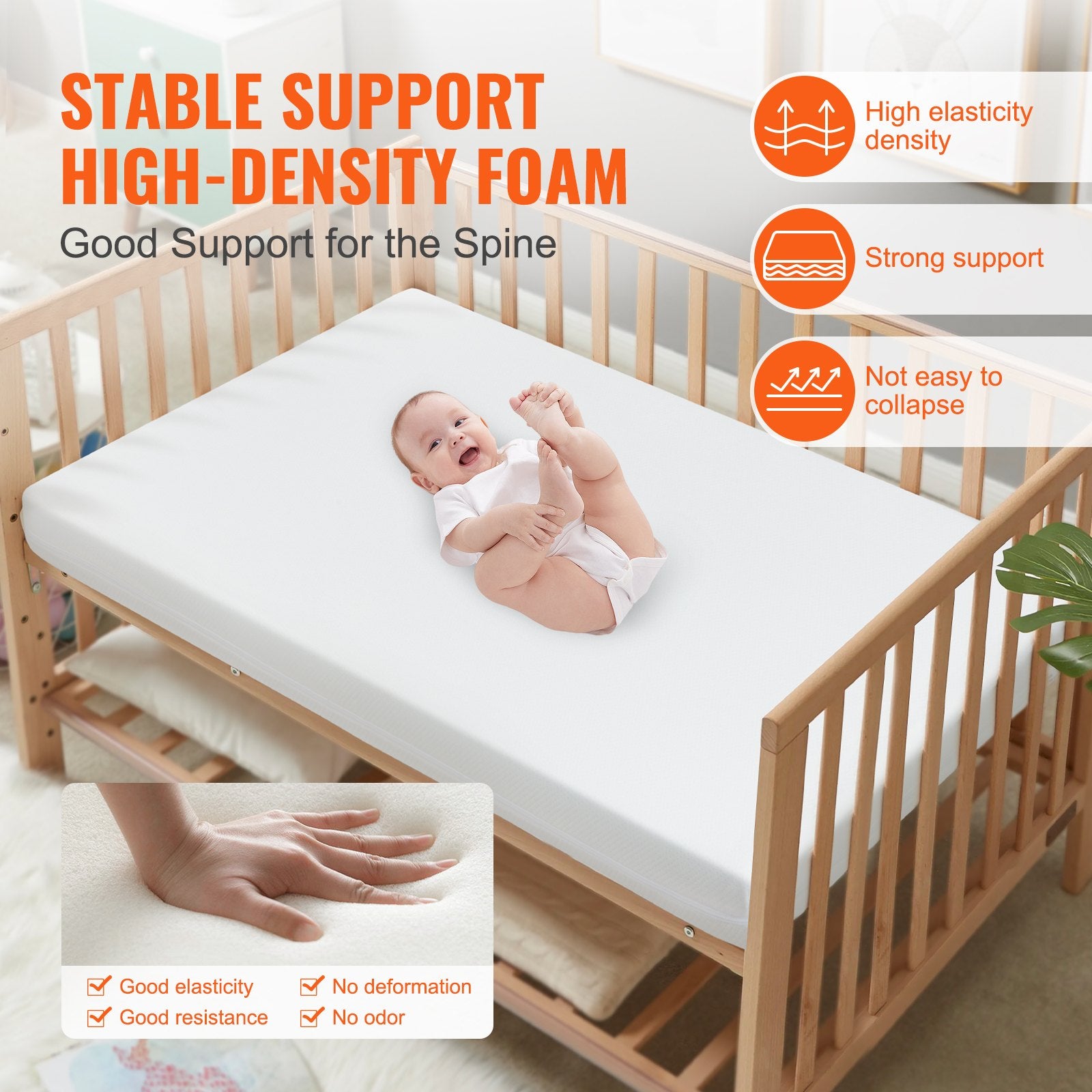 Breathable Crib Mattress with Memory Foam, Two-Sided Support for Infants & Toddlers, Includes 2 Waterproof Covers, 24x38x3.1 inches