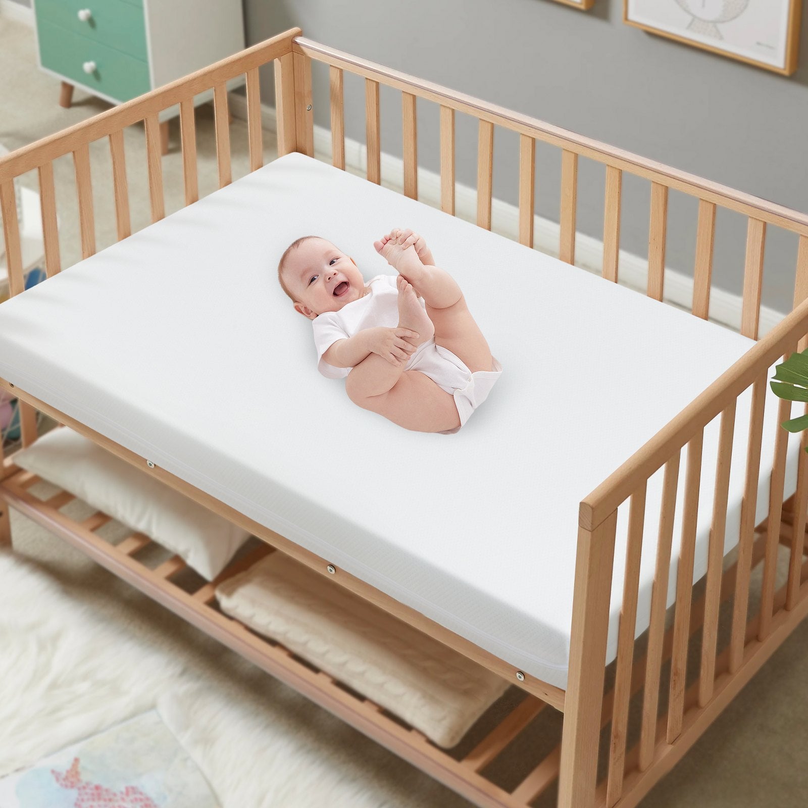 Breathable Crib Mattress with Memory Foam, Two-Sided Support for Infants & Toddlers, Includes 2 Waterproof Covers, 24x38x3.1 inches