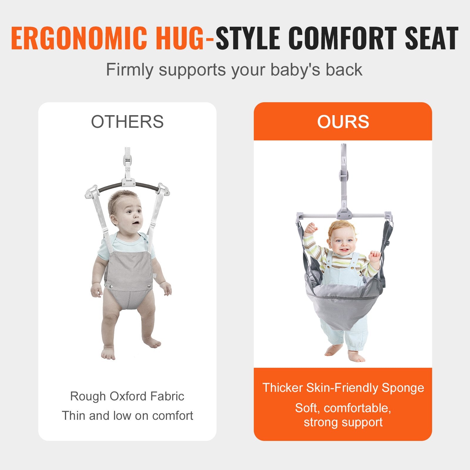 Height-Adjustable Baby Jumper with Stand for Infants 3+ Months, 35LBS Capacity, Quick-Fold Indoor/Outdoor Bouncer for Safe, Fun Exercise