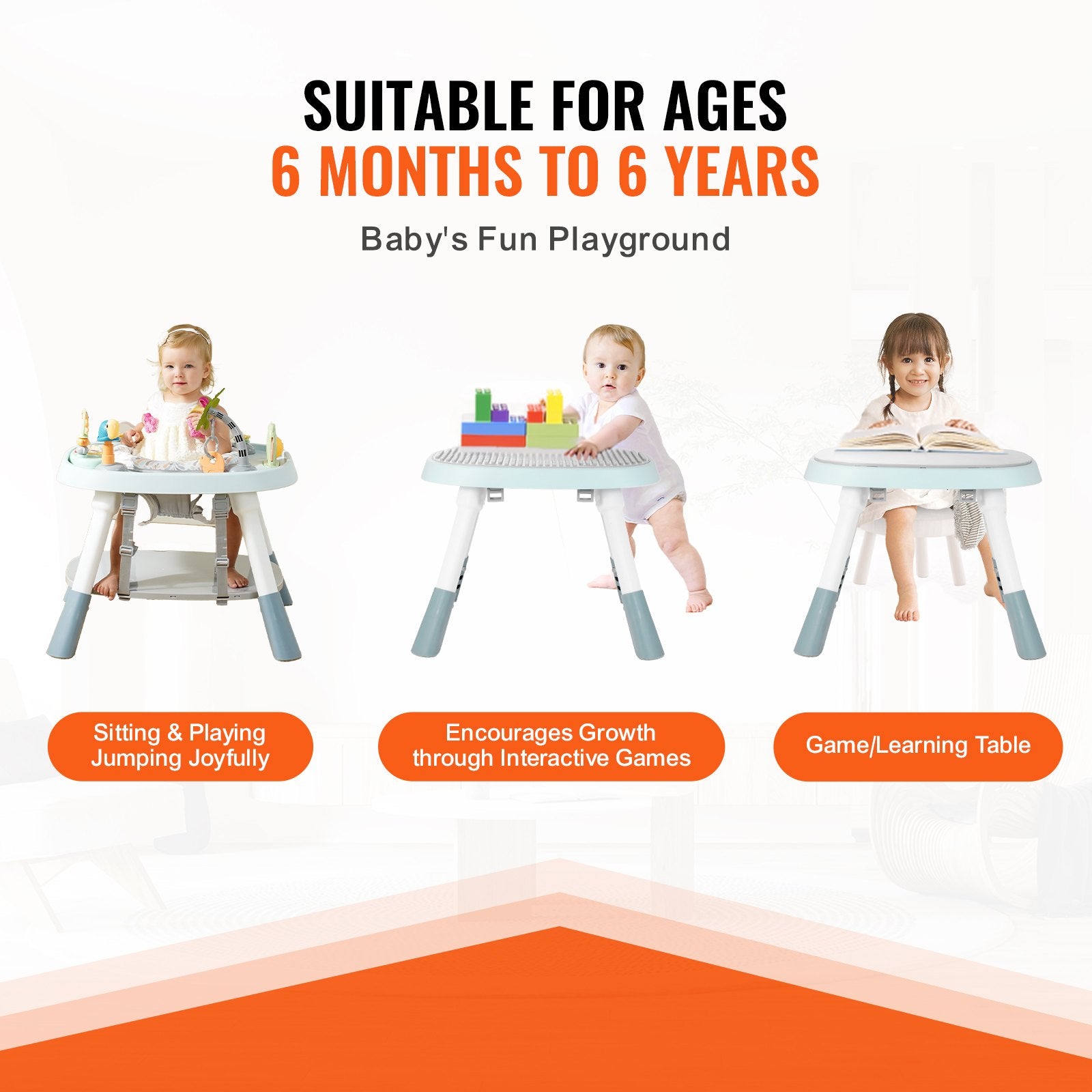 Multi-Functional Baby Activity Center with 360° Rotating Seat, Adjustable Height, Developmental Toys, Music & Jumper Bouncer for 6M+ Toddler Fun