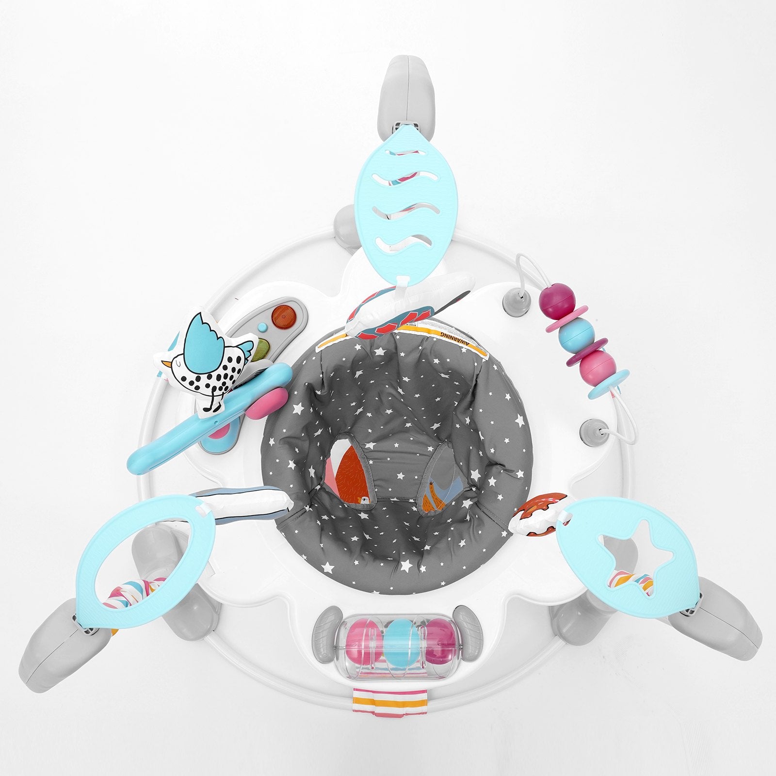 360° Rotating Baby Activity Bouncer with Adjustable Height, Musical Lights & Developmental Toys for 6 Months+, Space-Saving Jumperoo
