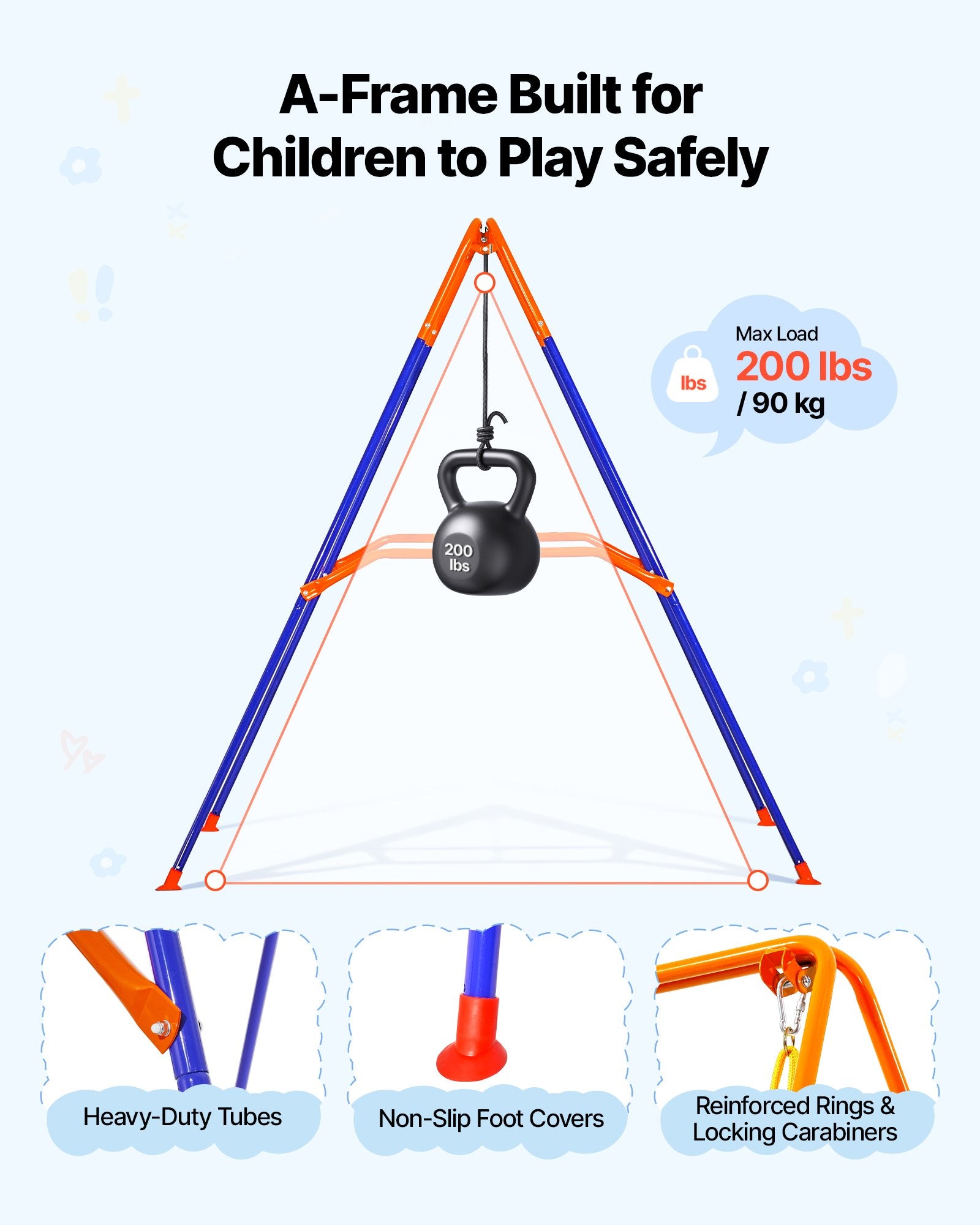 Dual Action Toddler Swing & Jumper Set with Foldable A-Frame Stand, Reinforced with Sandbags for Indoor/Outdoor Fun, Easy Install & Store