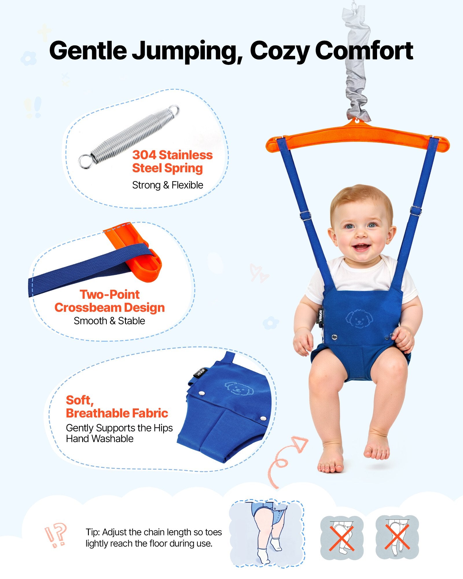 Dual Action Toddler Swing & Jumper Set with Foldable A-Frame Stand, Reinforced with Sandbags for Indoor/Outdoor Fun, Easy Install & Store