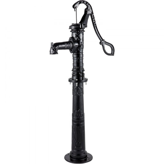 VEVOR Hand Water Pump w/ Stand, 15.7 x 9.4 x 53.1 inch Pitcher Pump & 26 inch Pump Stand w/ Pre-set 1/2" Holes for Easy Installation, Rustic Cast Iron Well Pump for Yard, Garden, Farm Irrigation,Black