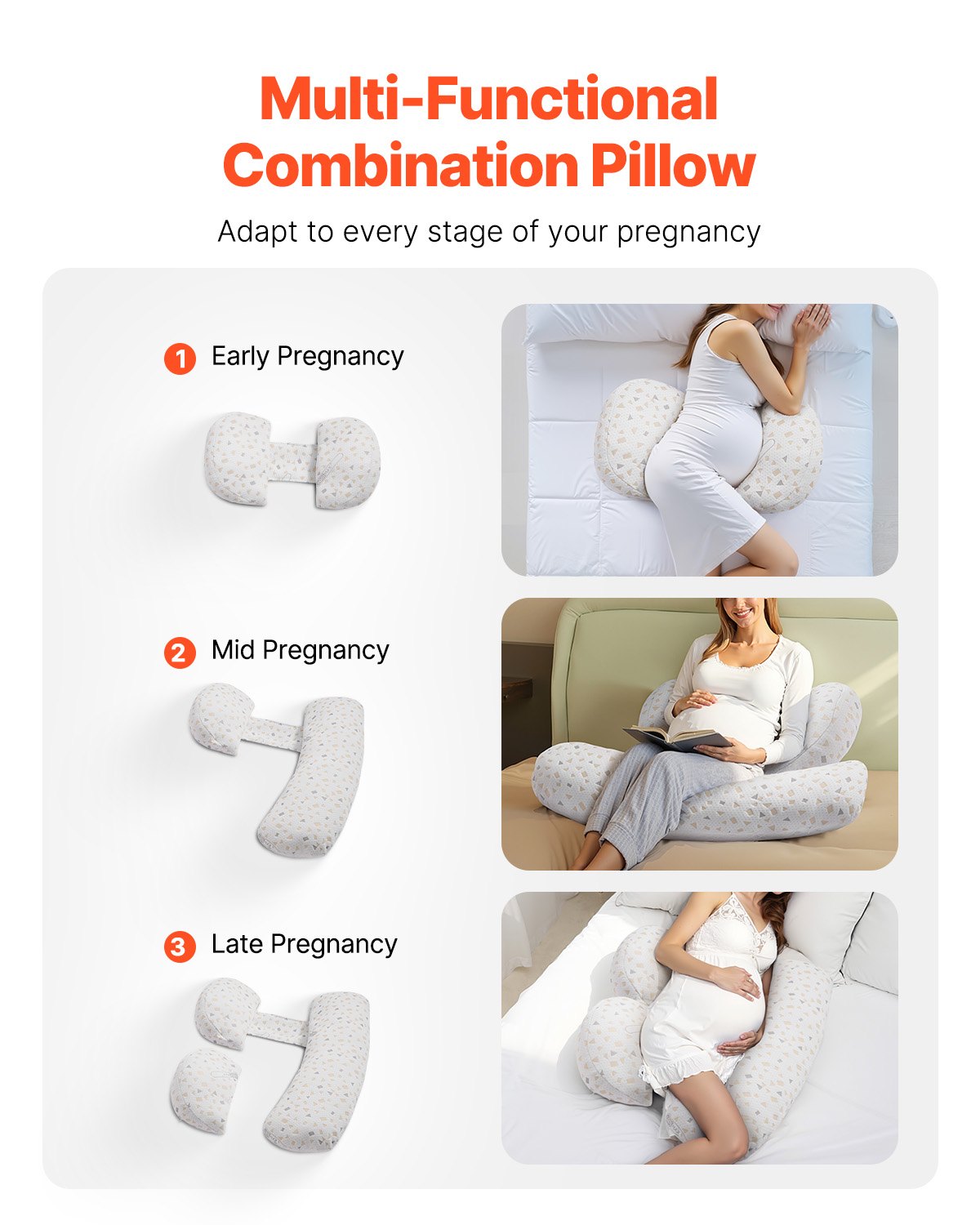 Adjustable H-Shaped Pregnancy Pillow for Expecting Moms - Soft, Lightweight, Portable, with Washable Cover for Back, Belly, and Hip Support