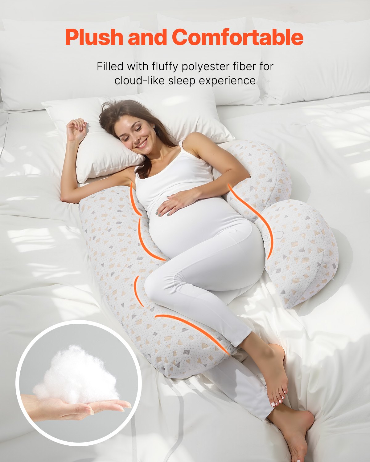 Adjustable H-Shaped Pregnancy Pillow for Expecting Moms - Soft, Lightweight, Portable, with Washable Cover for Back, Belly, and Hip Support