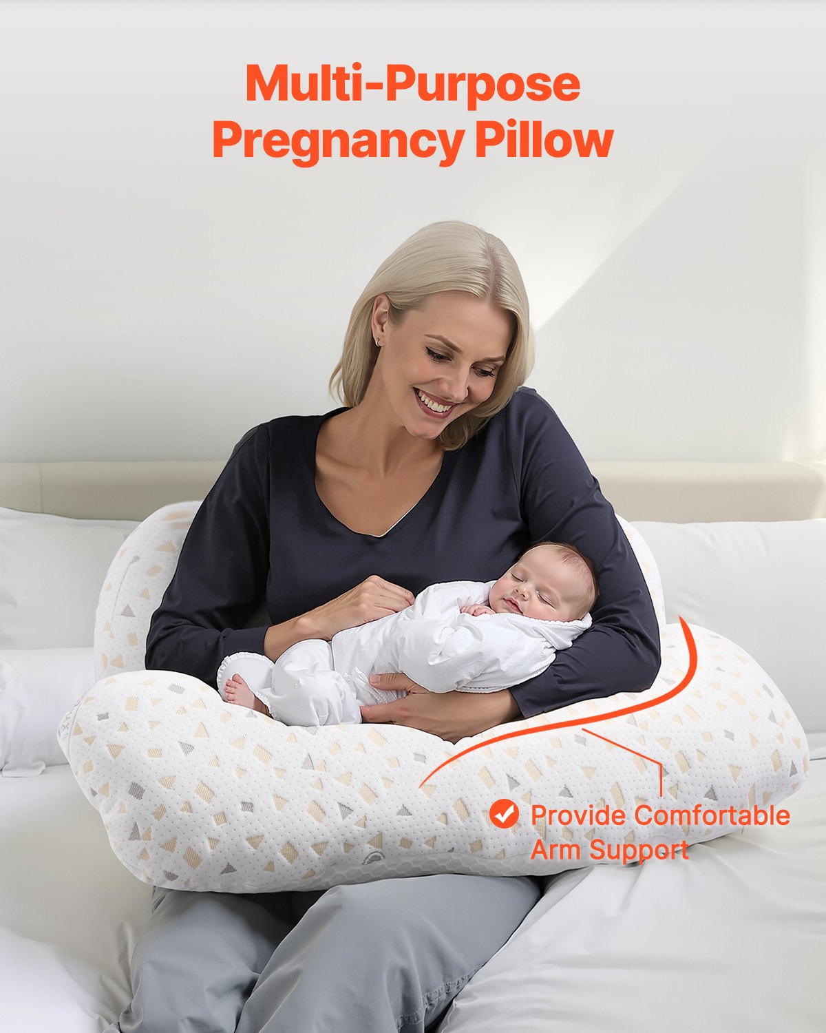 Adjustable H-Shaped Pregnancy Pillow for Expecting Moms - Soft, Lightweight, Portable, with Washable Cover for Back, Belly, and Hip Support