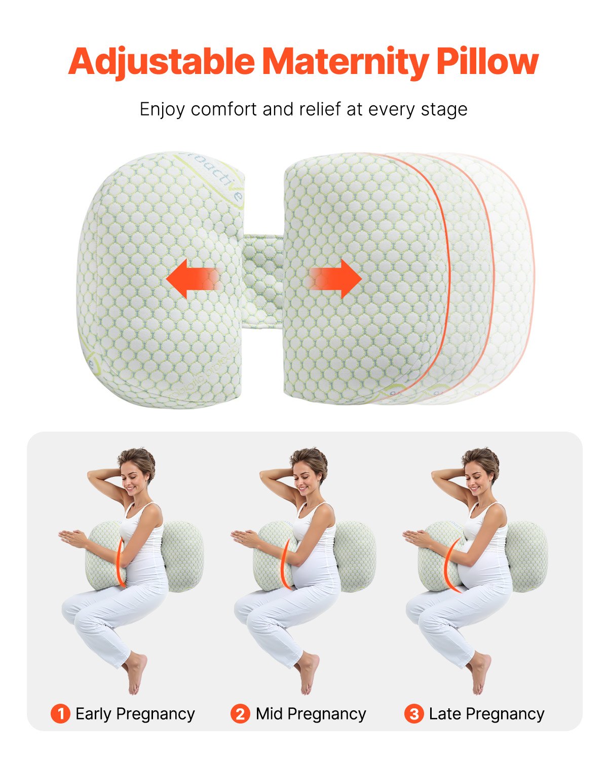 W-Shaped Pregnancy Wedge Pillow for Ultimate Comfort - Soft, Breathable Support for Back, Belly, Hips | Removable Washable Cover, Lightweight Design