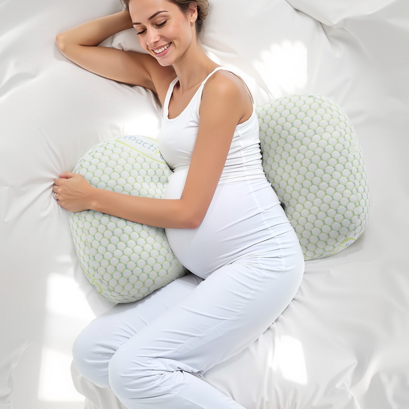 W-Shaped Pregnancy Wedge Pillow for Ultimate Comfort - Soft, Breathable Support for Back, Belly, Hips | Removable Washable Cover, Lightweight Design