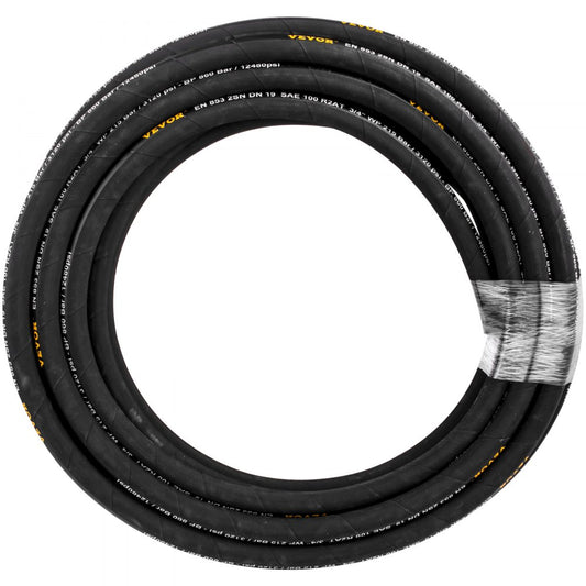 VEVOR Hydraulic Hose 1/4 inch x 100 ft, Coiled Hydraulic Hose 5800 PSI, Rubber Hydraulic Hose with 2 High-Tensile Steel Wire Braid, Bulk Hydraulic Hose -20℃ to 140℃, Hydraulic Oil Flexible Hose