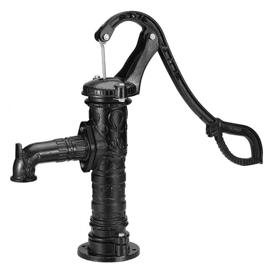 VEVOR Antique Well Hand Pitcher Pump, 22 ft Maximum Lift, Cast Iron Manual Hand Water Pump with Ergonomic Handle G1-5/8" Easy Installation, Old Fashioned for Outdoor Home Yard Garden Pond Farm, Black