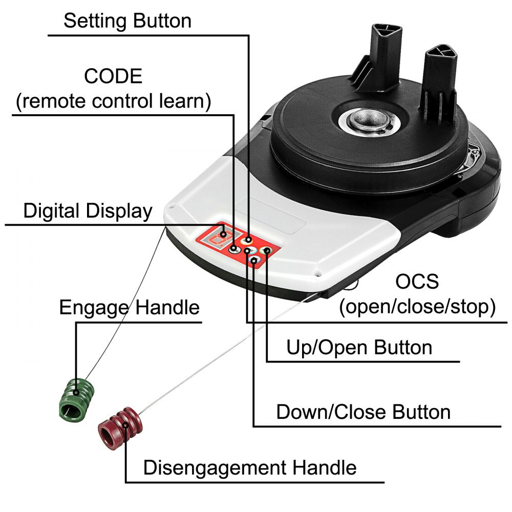 Heavy-Duty Electric Garage Roller Door Opener Kit with 164 ft Remote Control and 800 N Lift Force for Garage or Storage Spaces