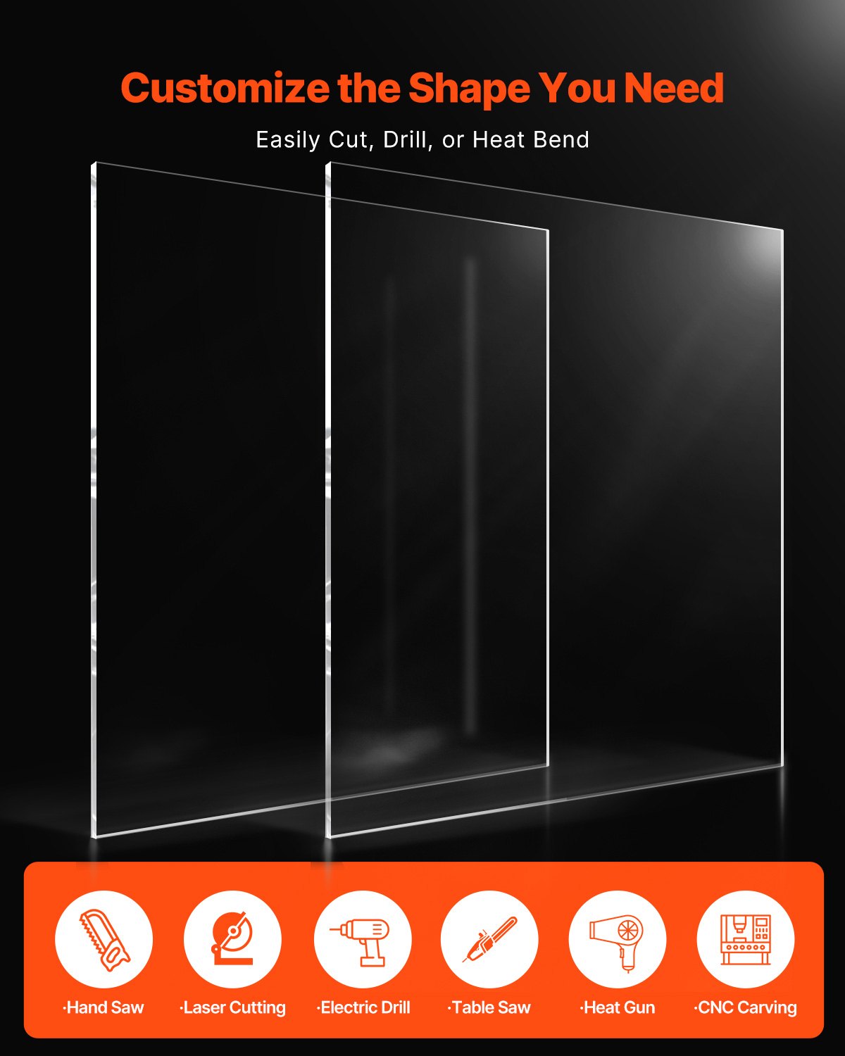 2-Pack Plexiglass Acrylic Sheets, 24"x36" 1/4" Thick Clear Cast Plastic for Crafting, DIY Display, Picture Frame Replacement, Easy to Cut, Transparent Protective Film, Versatile and High-Quality