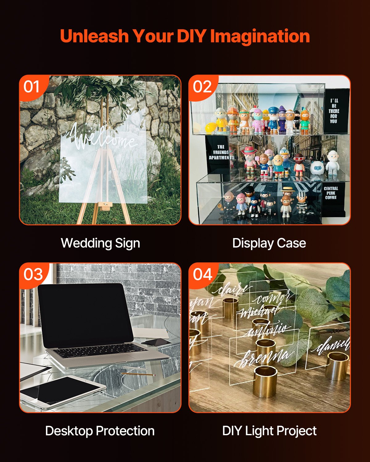 2-Pack Plexiglass Acrylic Sheets, 24"x36" 1/4" Thick Clear Cast Plastic for Crafting, DIY Display, Picture Frame Replacement, Easy to Cut, Transparent Protective Film, Versatile and High-Quality
