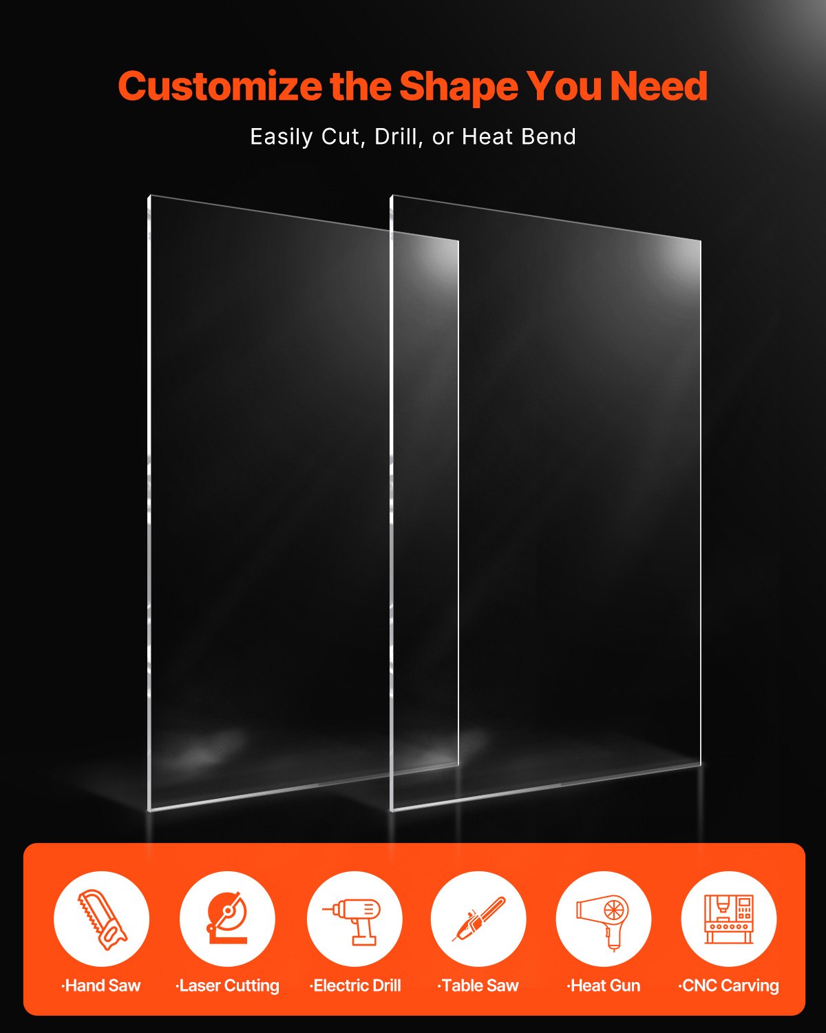 Clear Acrylic Plexiglass Sheets, 24x48 Inches, 1/8 Inch Thick, 2-Pack for Crafts, DIY Projects, Picture Frame Replacement, Easy Cut, Transparent Plastic