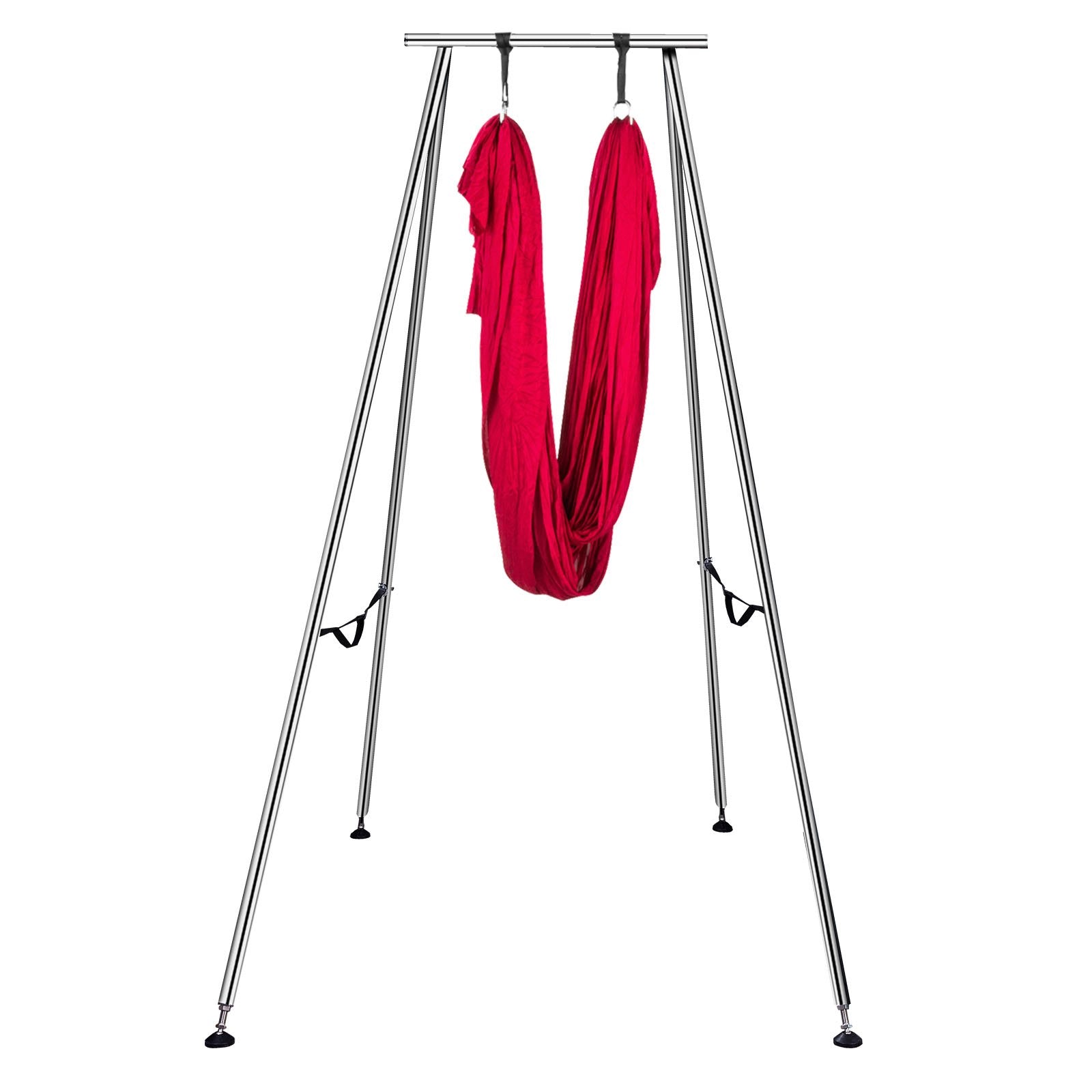 Aerial Yoga Swing Set with 551lbs Frame - Wine Red Inversion Sling, 20FT Hammock, Safety Belts - Indoor/Outdoor Yoga Stand