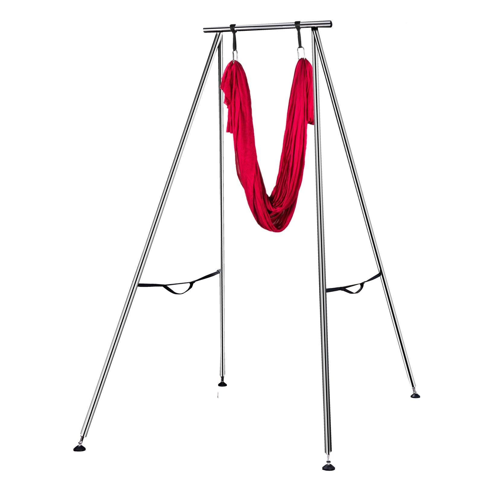 Aerial Yoga Swing Set with 551lbs Frame - Wine Red Inversion Sling, 20FT Hammock, Safety Belts - Indoor/Outdoor Yoga Stand