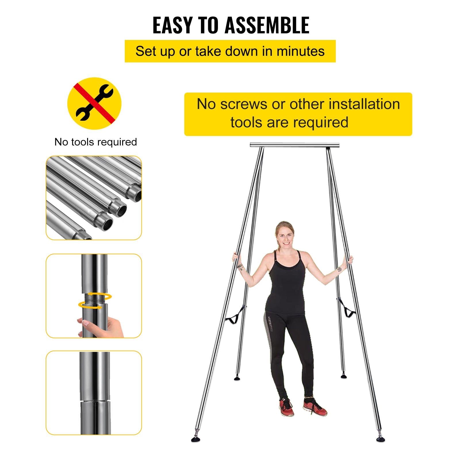 Elevate Your Practice with a 9.6 FT Aerial Yoga Swing Stand - Strong 551lbs Capacity, 20FT Hammock, Inversion Sling, Indoor/Outdoor Safety Frame