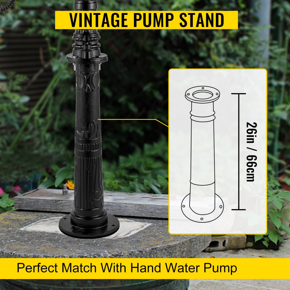 Vintage Cast Iron Hand Water Pump Stand for Garden and Outdoor Use with Pre-set Installation Holes