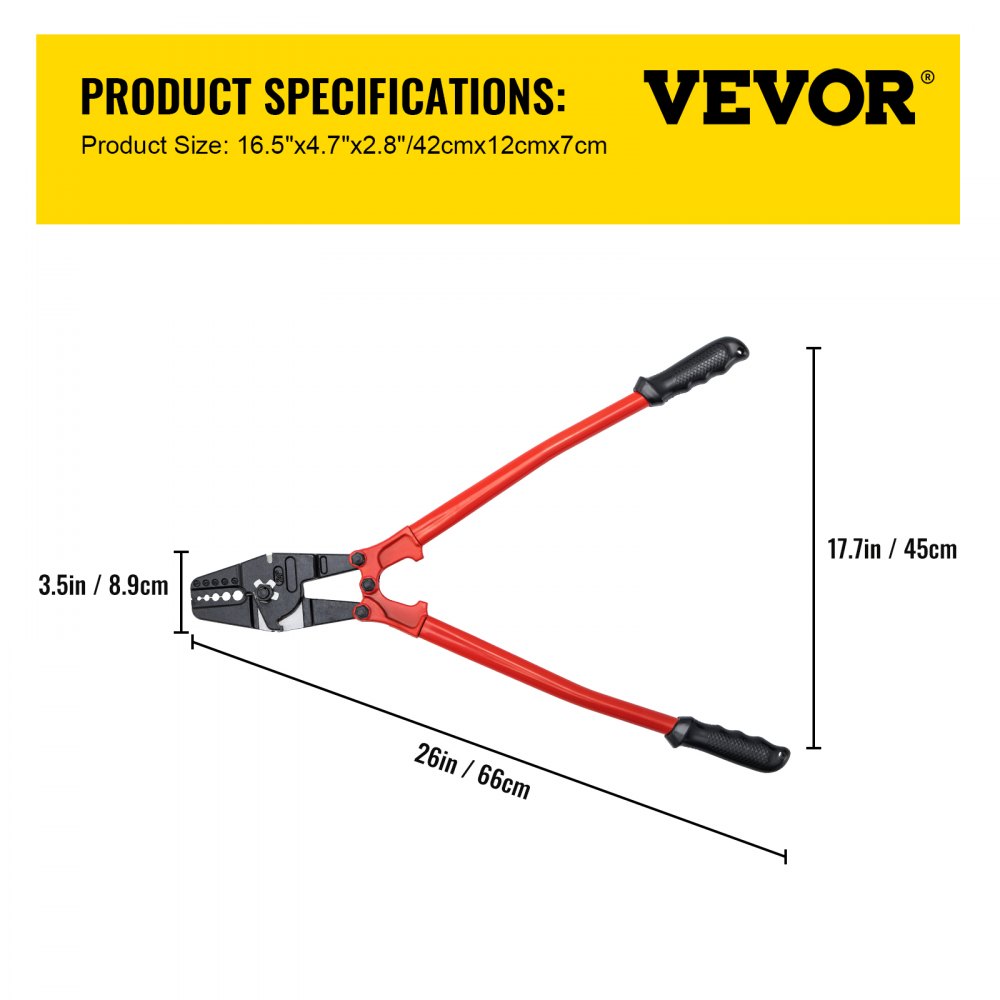VEVOR Hand Swager Crimper Swaging Tool for Copper Aluminum Oval Sleeves and Stop Sleeves Wire Rope Crimping Tool Propress Swage Tool Long Handle Labor Save (24 Inch)
