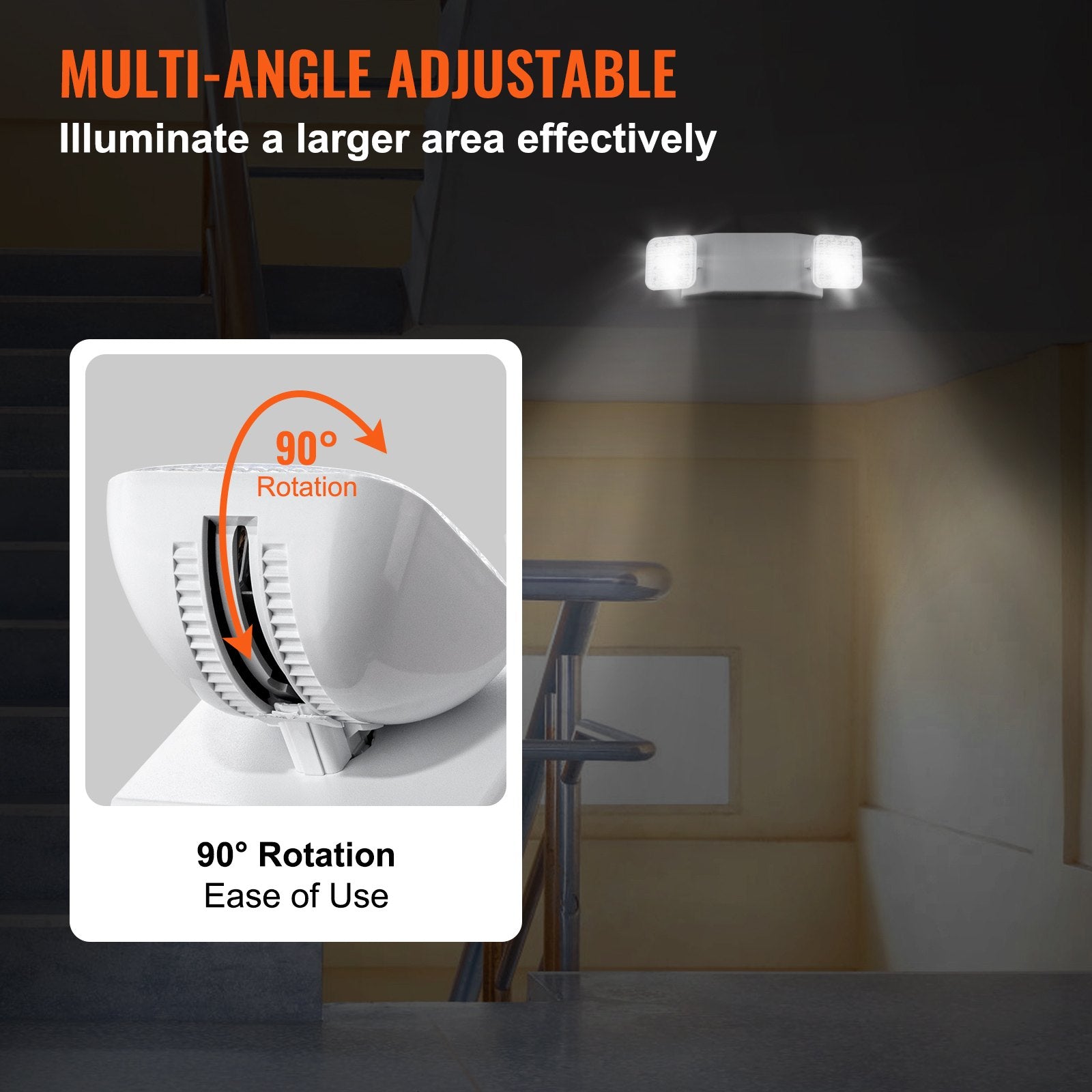 6 Pack Commercial Emergency LED Lighting with 180-Min Backup, White 3W, Ceiling/Wall Mount, Adjustable Heads for Power Outages