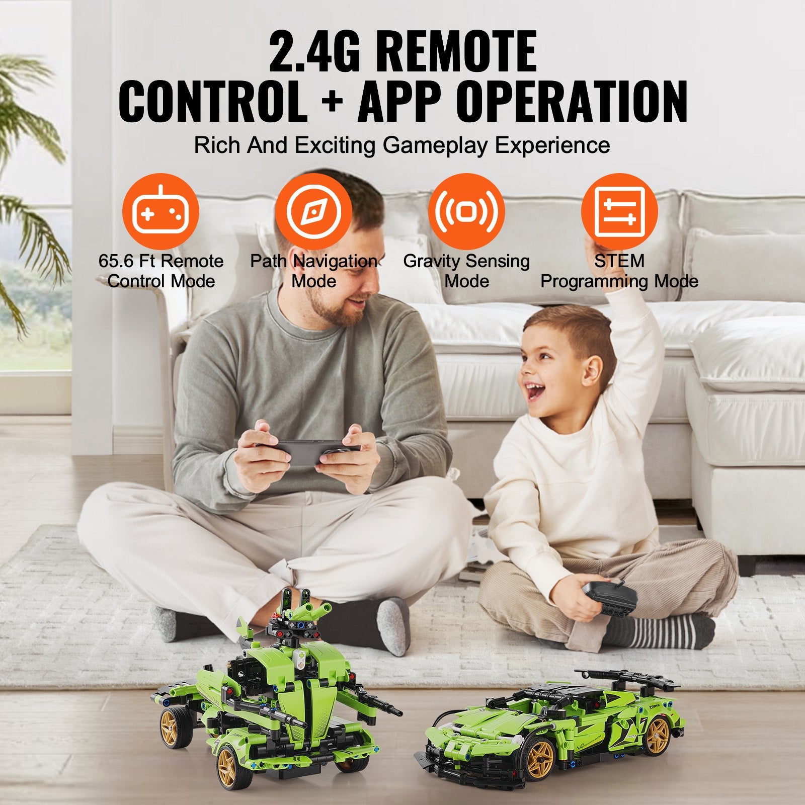 2-in-1 STEM Building Kit for Kids, 461 PCS Remote & App Controlled Car/Robot, RC Toys & Educational Gifts for Boys and Girls 6+