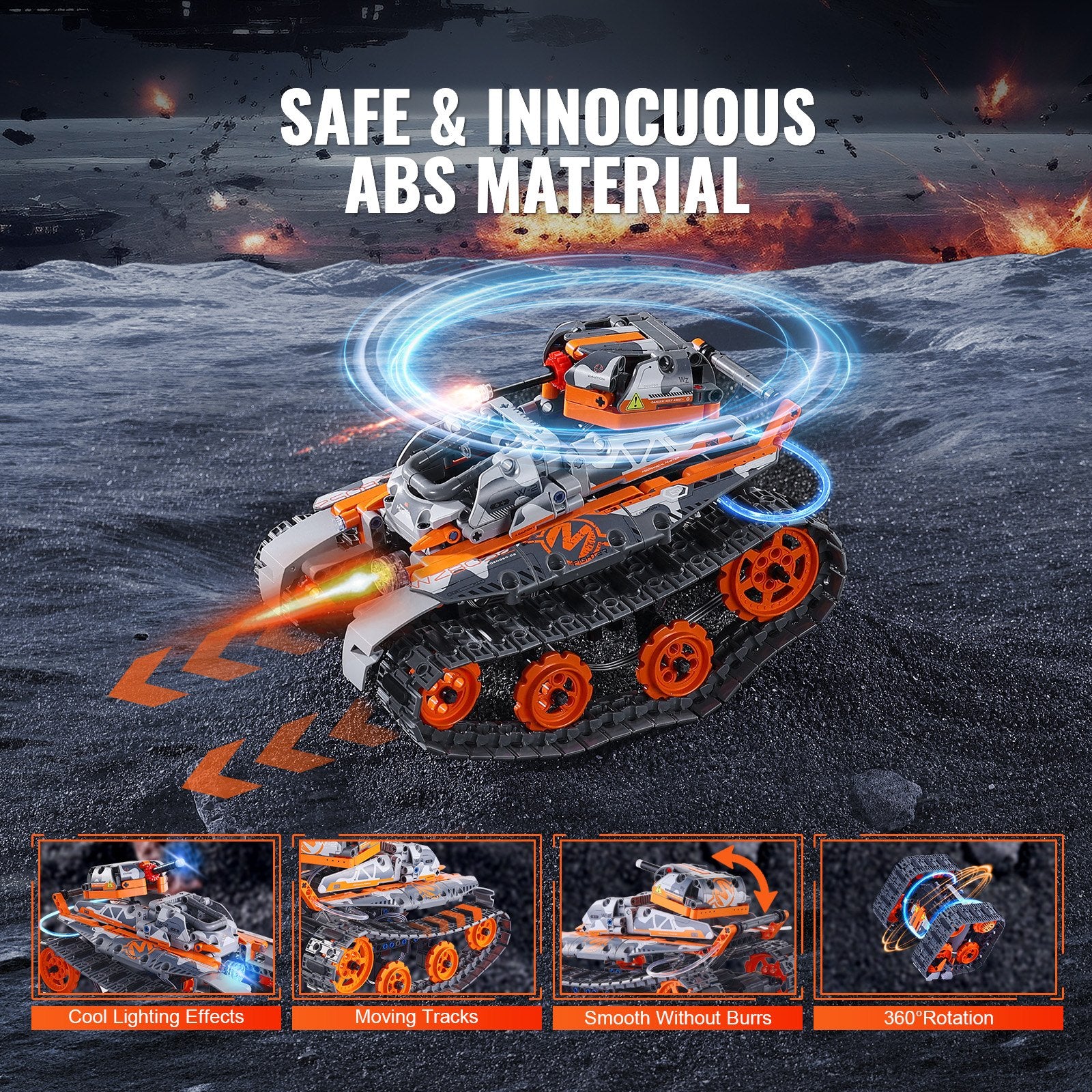 5-in-1 STEM Building Kit for Kids 6+: Remote & App Controlled RC Car, Robot, Tank, Snowplow, Rubik's Cube - 554 PCS Educational Toy Set
