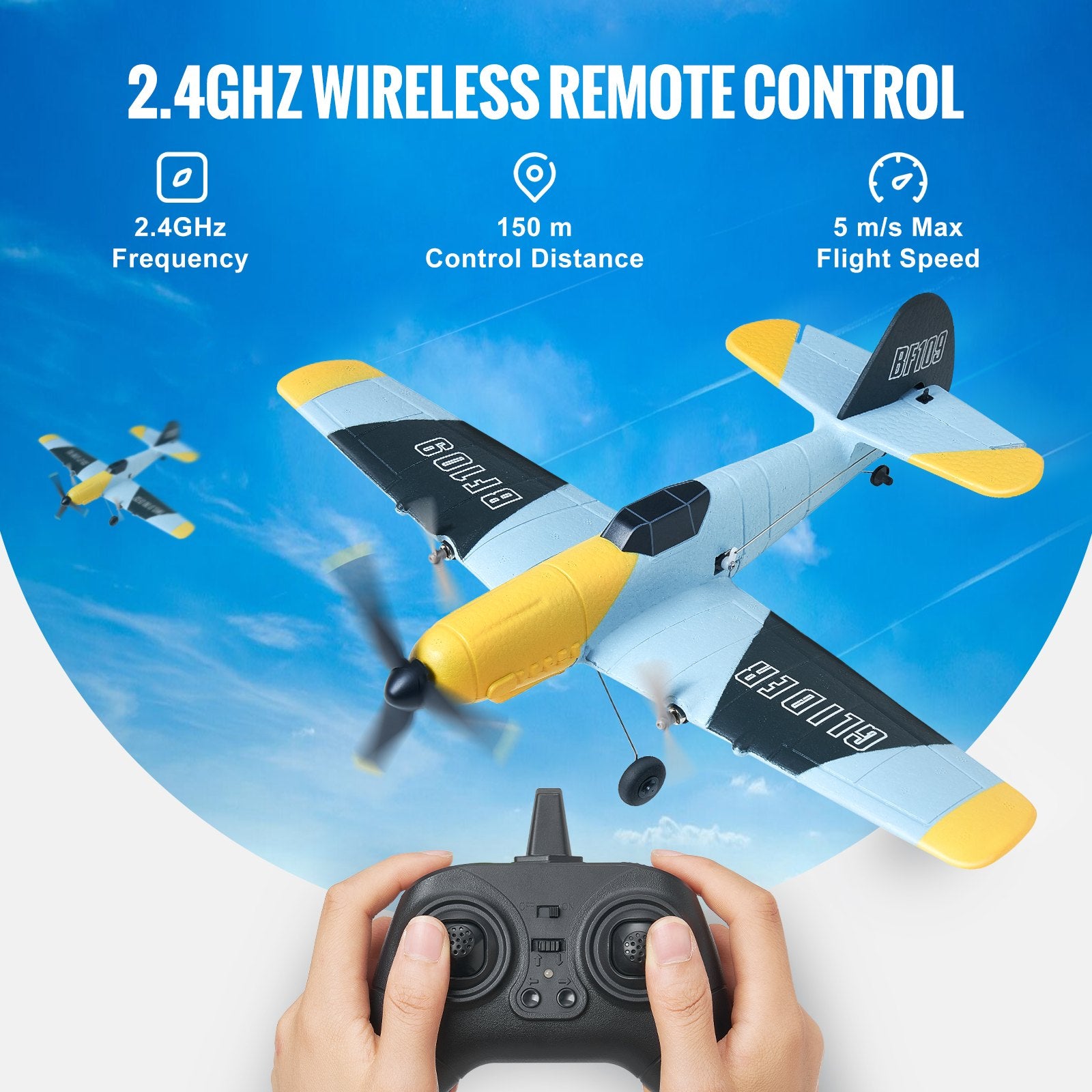 Experience Thrilling Flights with 2.4GHz 3-Channel WWII Fighter RC Plane, 6-Axis Gyro Stabilizer, Dual Batteries, Perfect for All Ages and Skill Levels