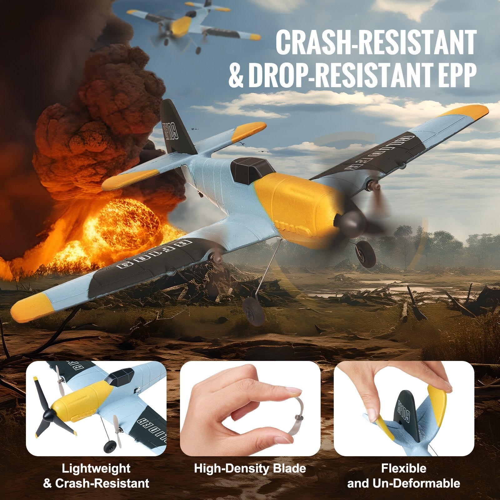 Experience Thrilling Flights with 2.4GHz 3-Channel WWII Fighter RC Plane, 6-Axis Gyro Stabilizer, Dual Batteries, Perfect for All Ages and Skill Levels