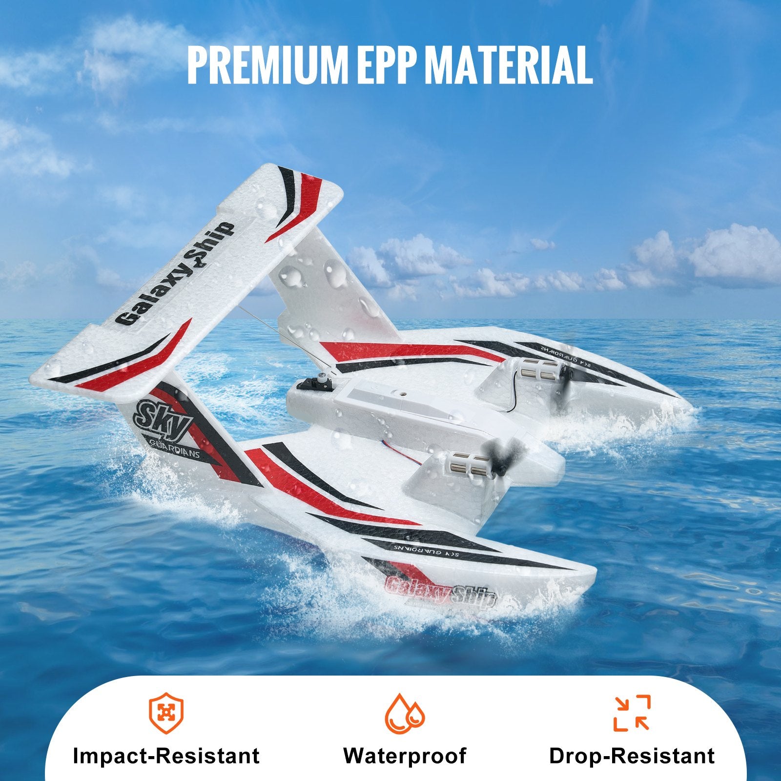 Amphibious RC Airplane with 6-Axis Gyro & 2.4GHz Control - Perfect for Beginners, Kids & Adults, Includes 2 Batteries, 3-Channel Glider Toy