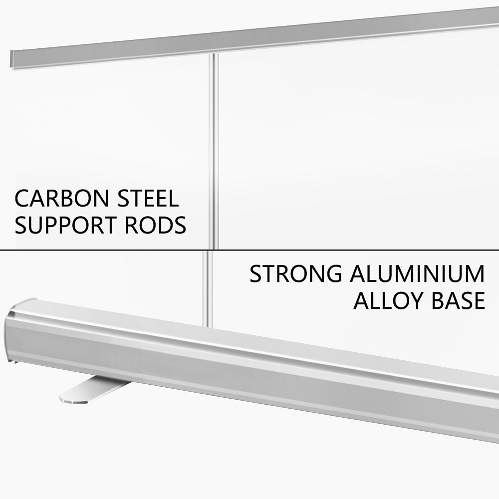 VEVOR Floor Standing Sneeze Guard, 48\"x80\" Roll Up Banner Stand, Portable Pull-Out Standing Divider, Stand Roll Up Banner for Cafe, Office, Cashier, Store, Restaurant, Classroom and Receptionist