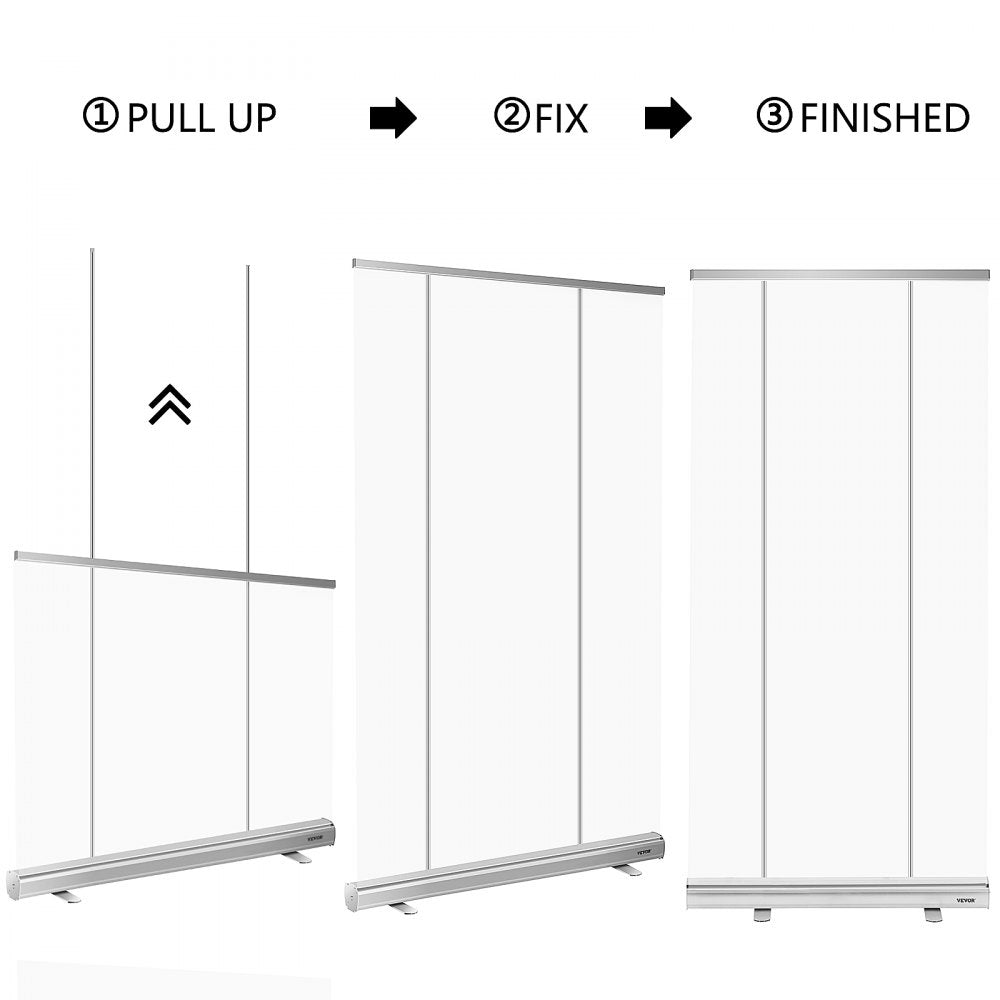 VEVOR Floor Standing Sneeze Guard, 48\"x80\" Roll Up Banner Stand, Portable Pull-Out Standing Divider, Stand Roll Up Banner for Cafe, Office, Cashier, Store, Restaurant, Classroom and Receptionist