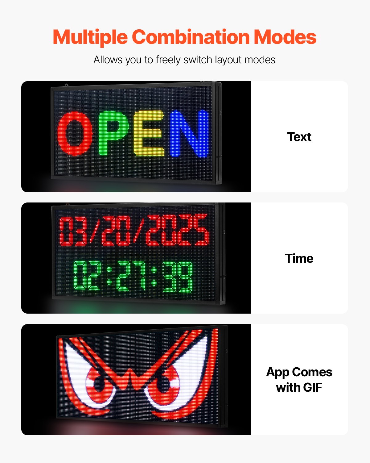Customizable P5 LED Sign - Vibrant Full-Color Scrolling Display, Bluetooth Controlled Message Board for Indoor Advertising, 27x14 in
