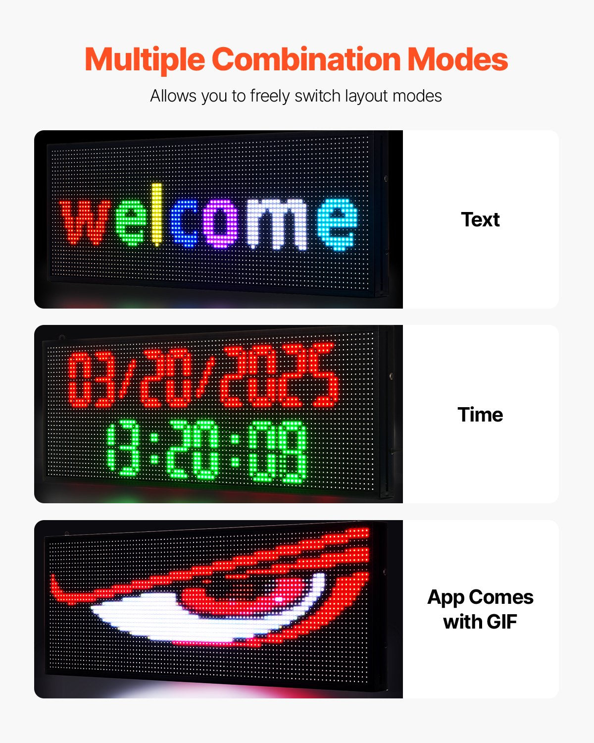 Customizable Full Color LED Display Board - Scrolling Text & GIF Sign, Bluetooth Control, Perfect for Business Advertising, 40x14 Inches