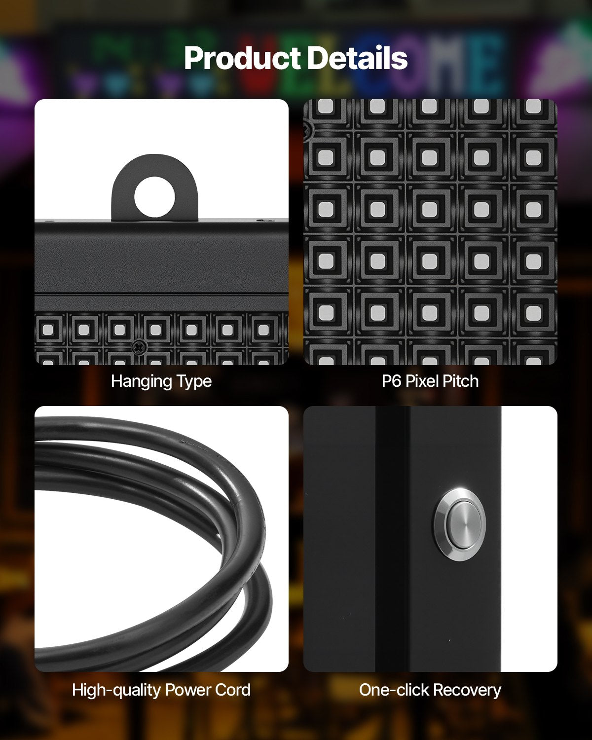 Customizable LED Display Board, 40x18 in, Flexible Scrolling Panel with Bluetooth App for Store Ads, DIY Text, GIFs, High Brightness Sign