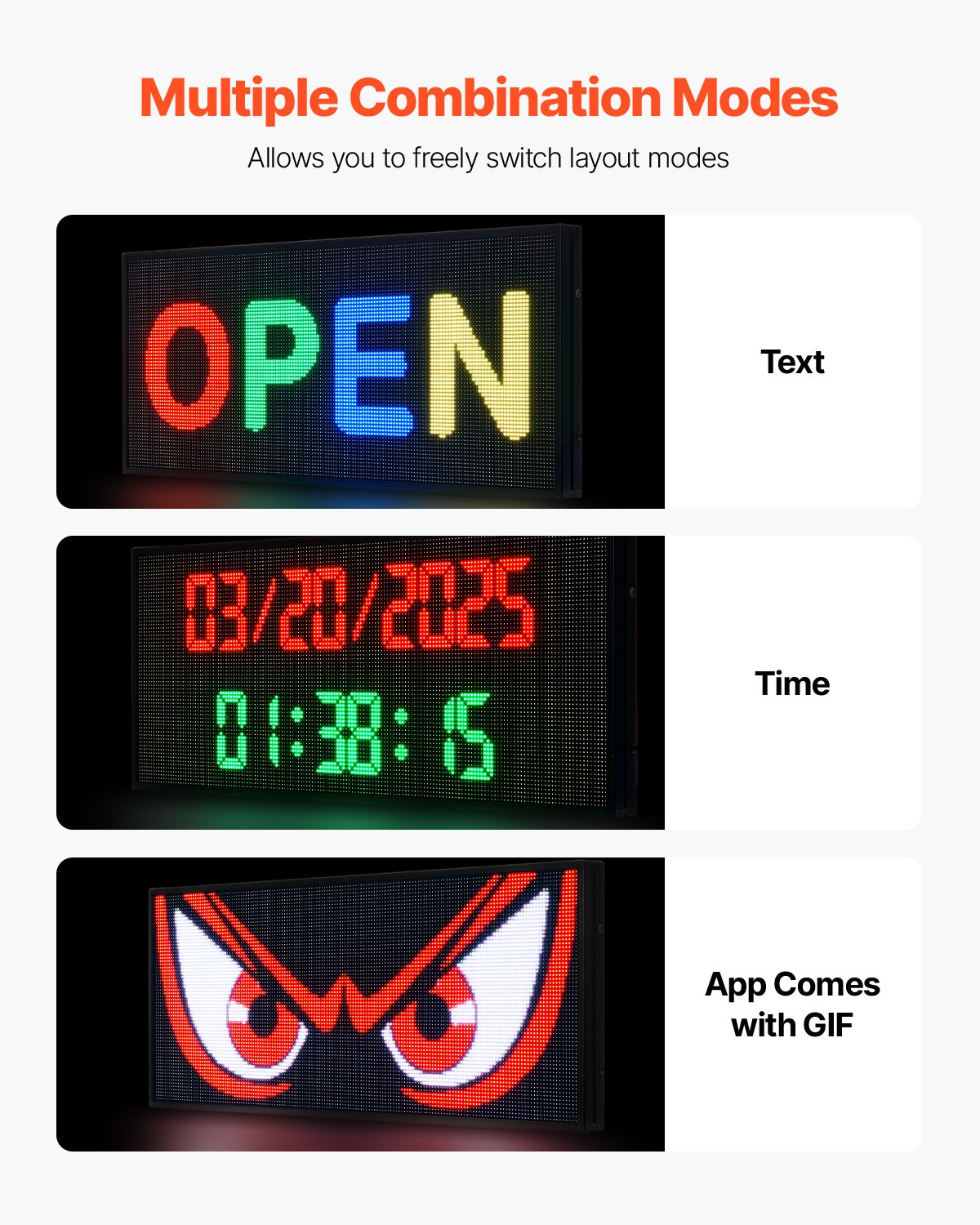 Customizable LED Display Board, 40x18 in, Flexible Scrolling Panel with Bluetooth App for Store Ads, DIY Text, GIFs, High Brightness Sign