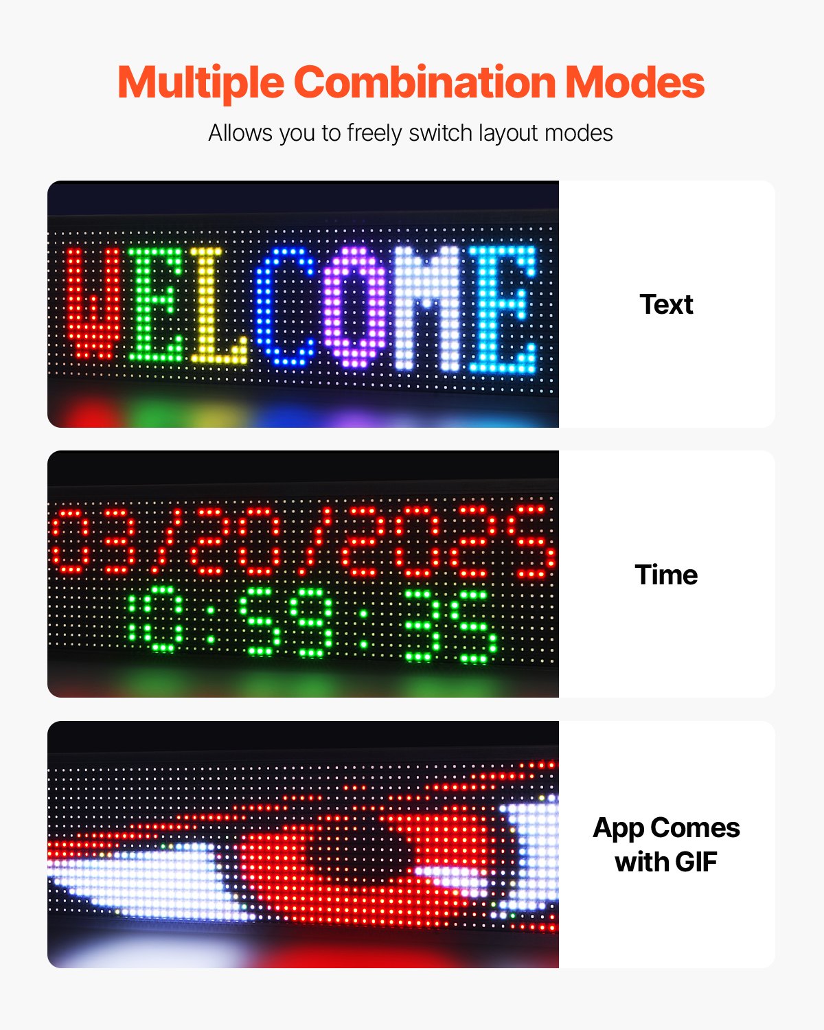 Customizable 40x8" LED Display Board - Full Color Scrolling Panel with Bluetooth App for Storefront Advertising, DIY Text & GIF Messaging