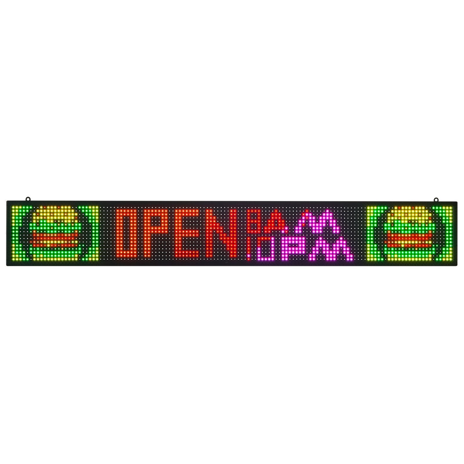 Flexible Programmable LED Display Sign, P10 Full Color Scrolling Panel for Custom Text and GIFs, Bluetooth-Controlled Advertising Board for Stores, 52x8 Inches