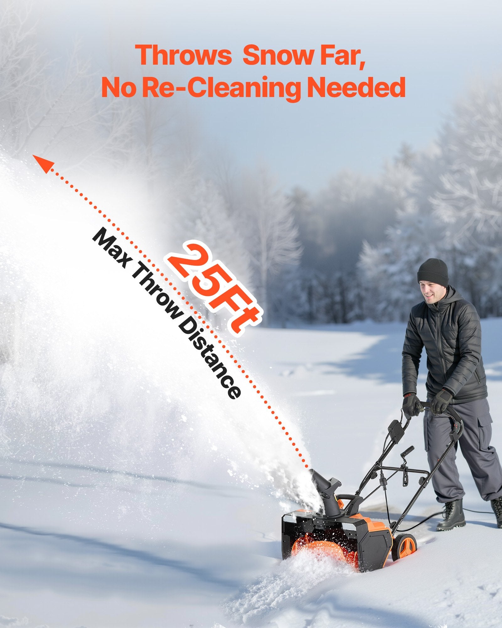 Powerful 23" Electric Snow Blower with 15A Motor, LED Headlights, 180° Rotating Chute for Driveway, Sidewalk Snow Clearing