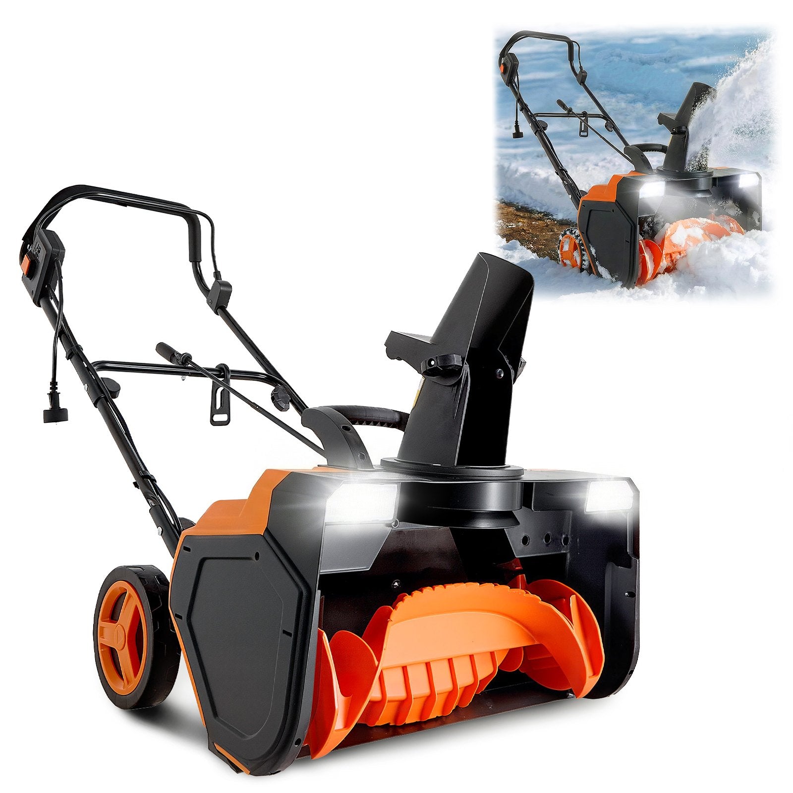 Powerful 23" Electric Snow Blower with 15A Motor, LED Headlights, 180° Rotating Chute for Driveway, Sidewalk Snow Clearing